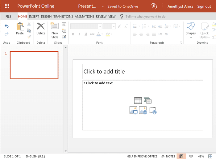 Slide with a changed Slide Layout
