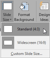 Slide Size drop-down gallery