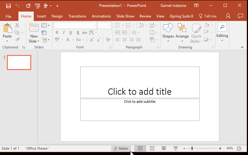 PowerPoint 2016 interface