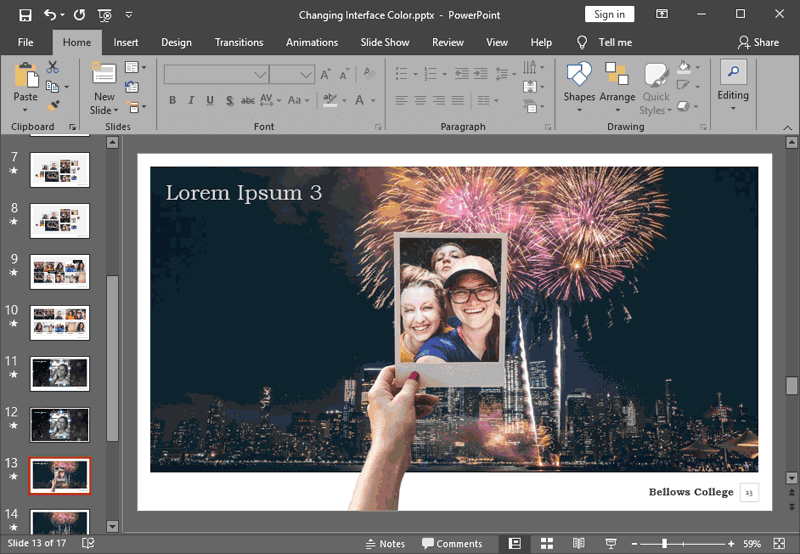 Interface color changed to Dark Gray