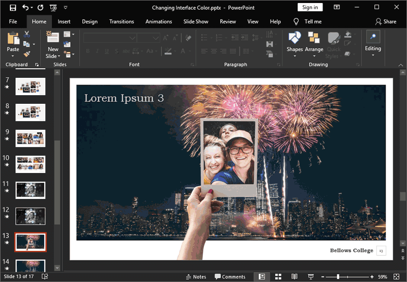 Interface color changed to Black