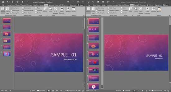 Arranged presentations side by side