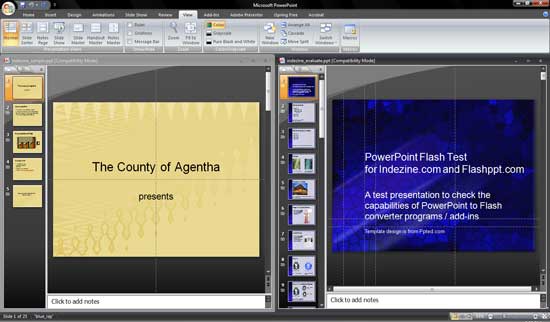 Arranged presentations side by side