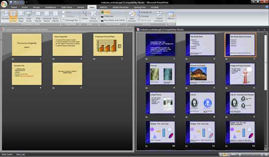 Presentations in Slide Sorter view