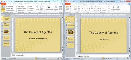 Arranged presentations side by side