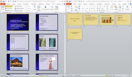 Presentations in Slide Sorter view