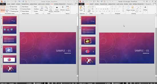Arranged presentations side by side Arranged presentations side by side