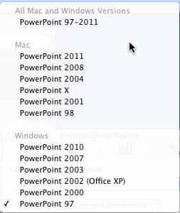 PowerPoint versions list