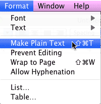 Make Plain Text option Make Plain Text option