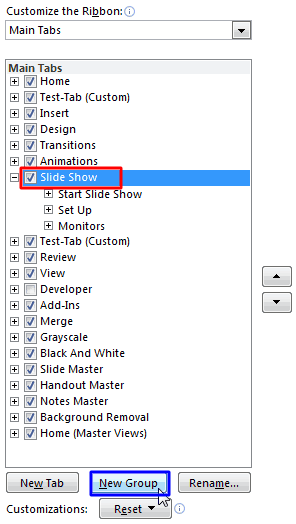 Add a new group within a default tab Add a new group within a default tab