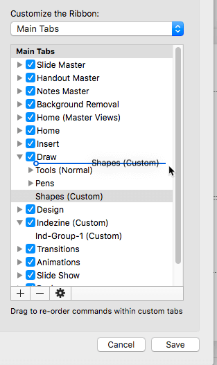 Reorder the Custom group Reorder the Custom group
