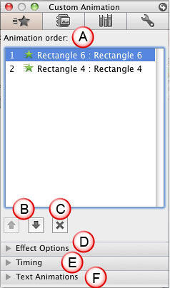 Additional sections within Custom Animation tab Additional sections within Custom Animation tab