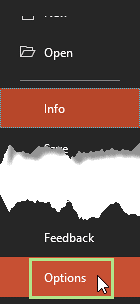 Options within File menu Options within File menu