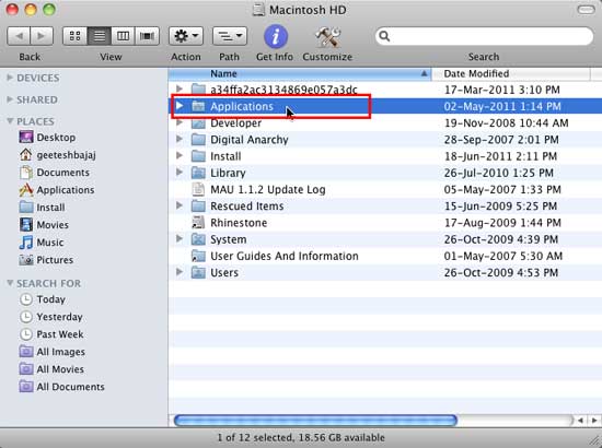 Applications folder Applications folder
