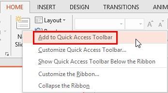 Add any command to the QAT with a right-click