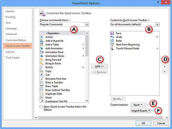 PowerPoint Options dialog box