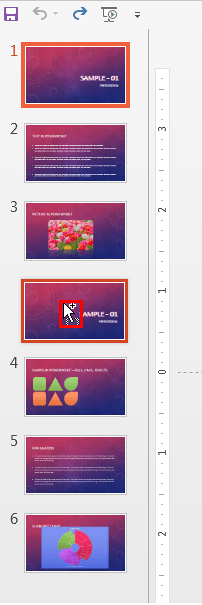 Ctrl+drag the slides to duplicate within Slides Pane