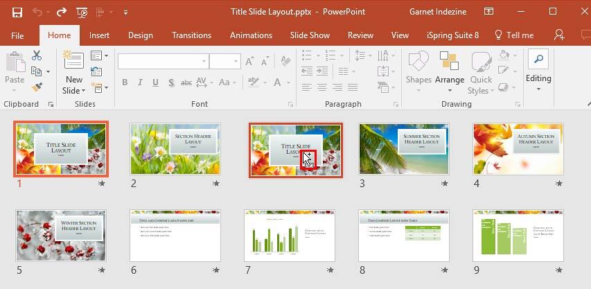 Ctrl+drag the slides to duplicate in Slide Sorter view Ctrl+drag the slides to duplicate in Slide Sorter view