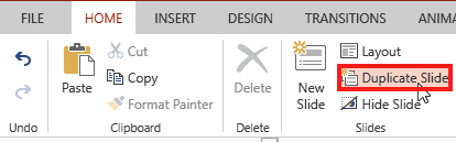 Duplicate Selected Slide option