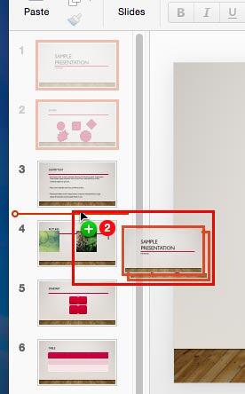 Option+drag the slides to duplicate within Slides Pane