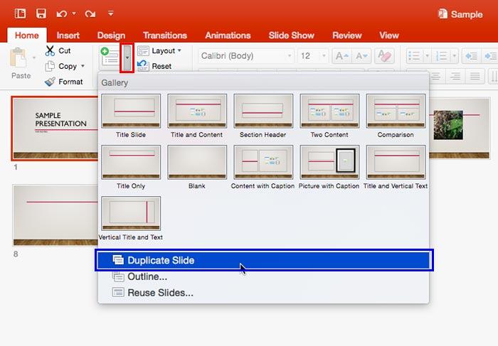 Duplicate Slide option