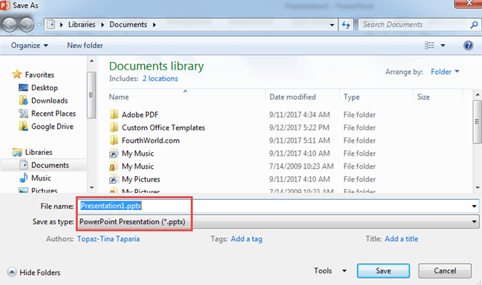 Save As dialog box with the new file type pre-selected Save As dialog box with the new file type pre-selected