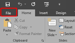 File tab in PowerPoint 2016