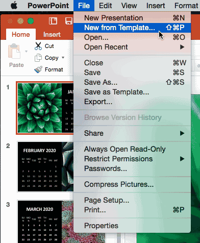 New from Template option 