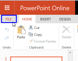 File tab in PowerPoint Online