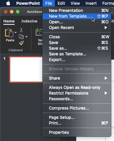 New from Template option