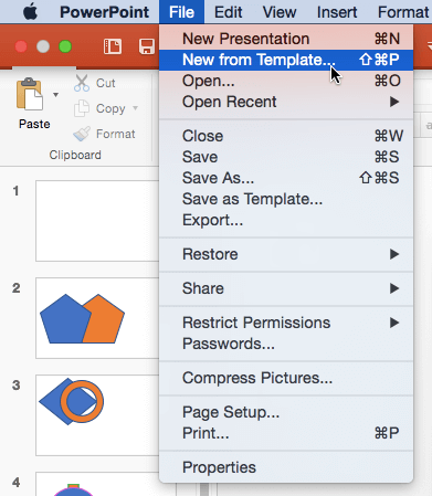 New from Template option