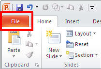 File Menu in PowerPoint 2010