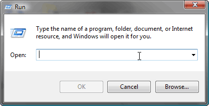 Run dialog box in Windows Vista