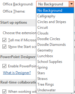 Office Background drop-down list Office Background drop-down list