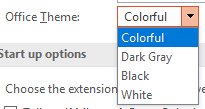 Office Theme drop-down list Office Theme drop-down list