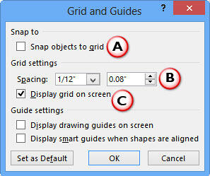Grid and Guides dialog box Grid and Guides dialog box