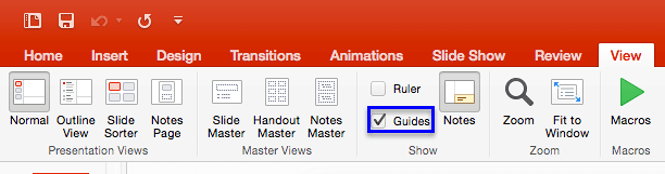 Guides check-box selected Guides check-box selected
