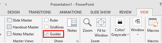 Guides check-box selected
