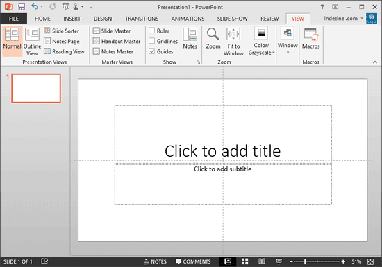 PowerPoint slide with default Guides PowerPoint slide with default Guides