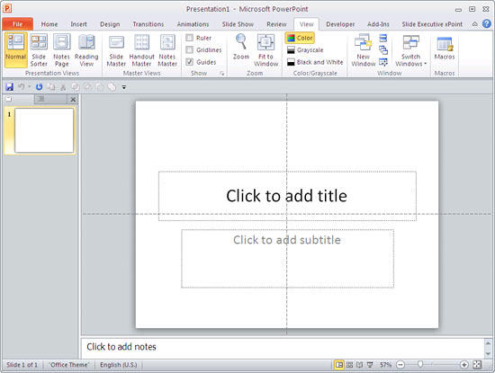 Guides are now visible on the PowerPoint slide Guides are now visible on the PowerPoint slide