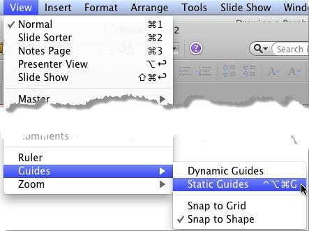 Static Guides option within the Guides sub-menu