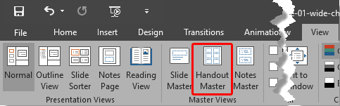 Handout Master button