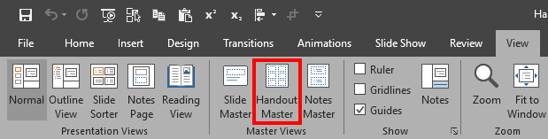 Handout Master button Handout Master button