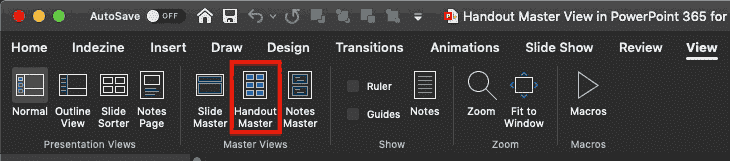 Handout Master button