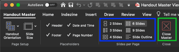 Slides Per Page options