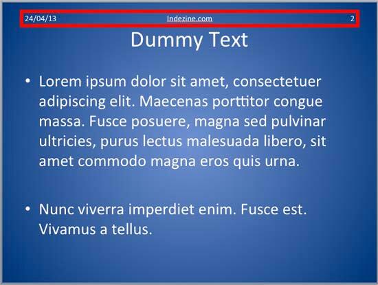 Footer moved to the top of the slide