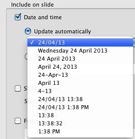 Date (or date and time) format drop-down list