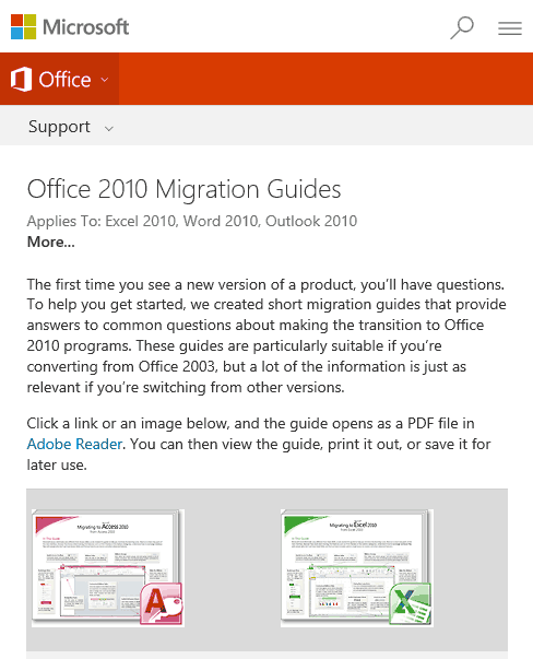 Help page from Microsoft
