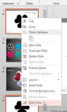 Hide slides from the Slides Pane Hide slides from the Slides Pane
