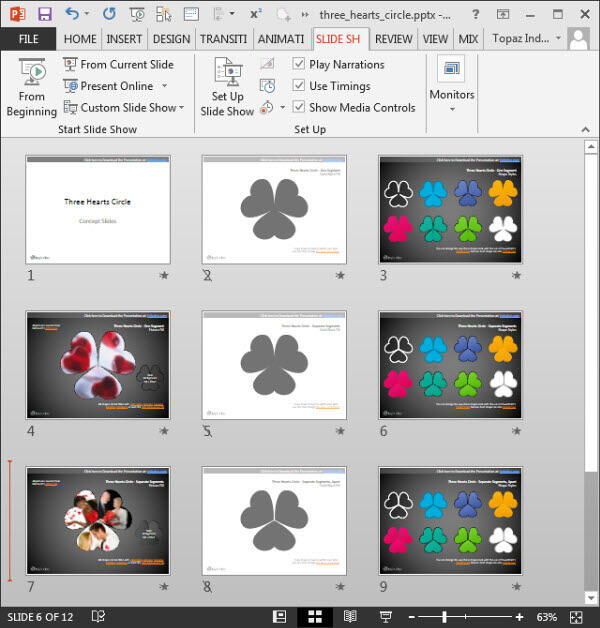Faded slides indicate their hidden status Faded slides indicate their hidden status